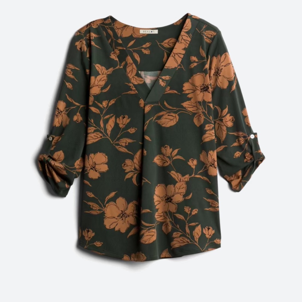 Olive Patty Roll Tab Knit Top